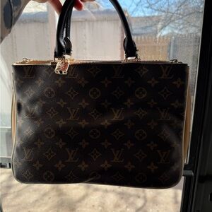 Louis Vuitton Monogram Satchel - Brown and Black with Gold Hardware